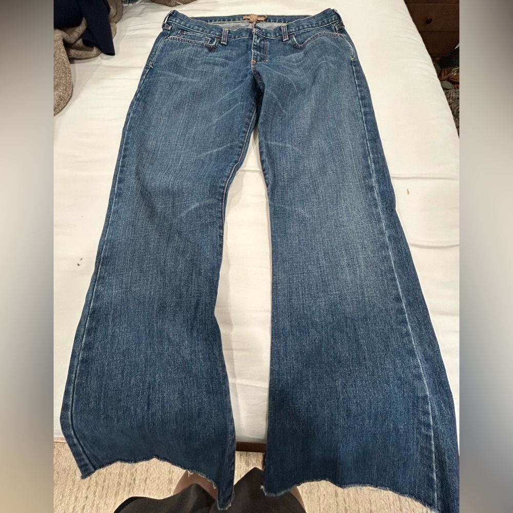 Abercrombie & Fitch Women's Wide Leg Flare Jeans - Medium Blue Denim
